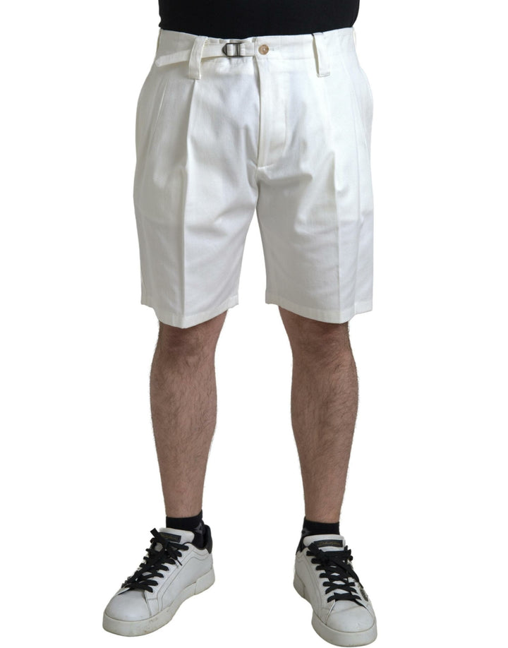 Men’s Dolce &amp; Gabbana White Cotton Stretch Men Bermuda Denim Shorts
