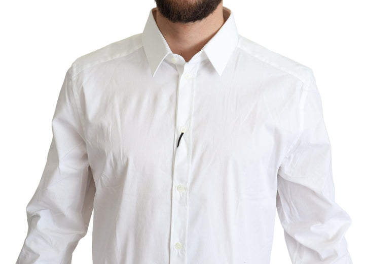 Men’s Dolce &amp; Gabbana White Cotton Stretch Men Dress Formal Shirt