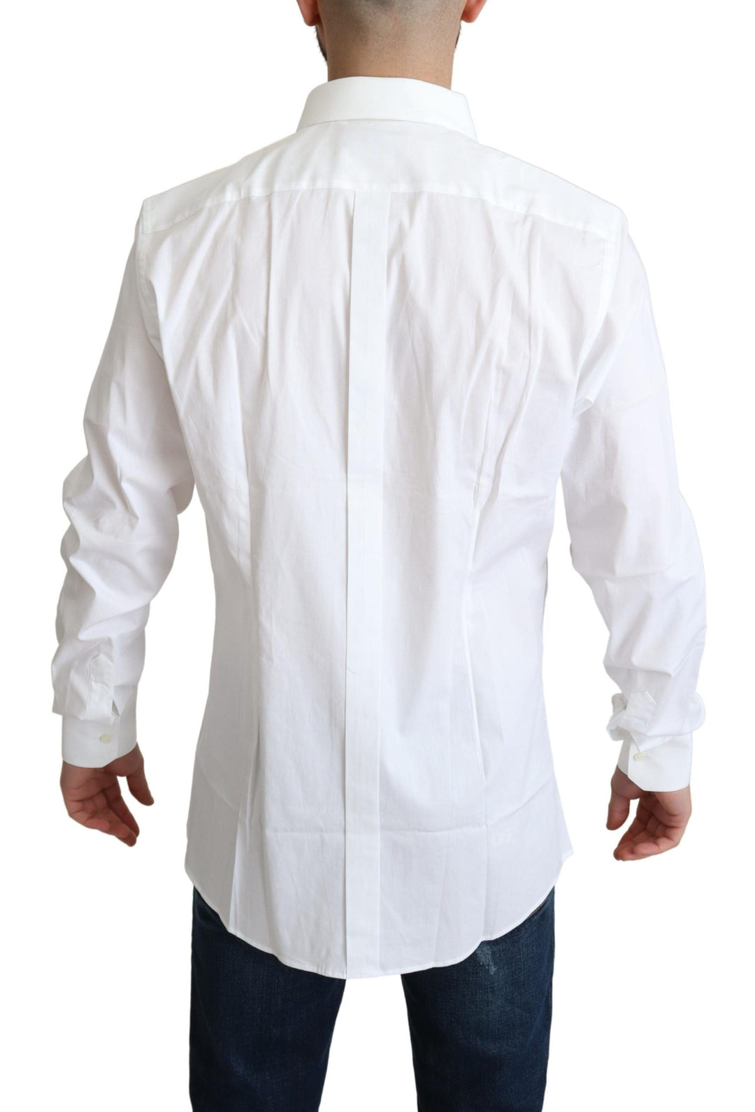 Men’s Dolce &amp; Gabbana White Cotton Stretch Men Dress Formal Shirt