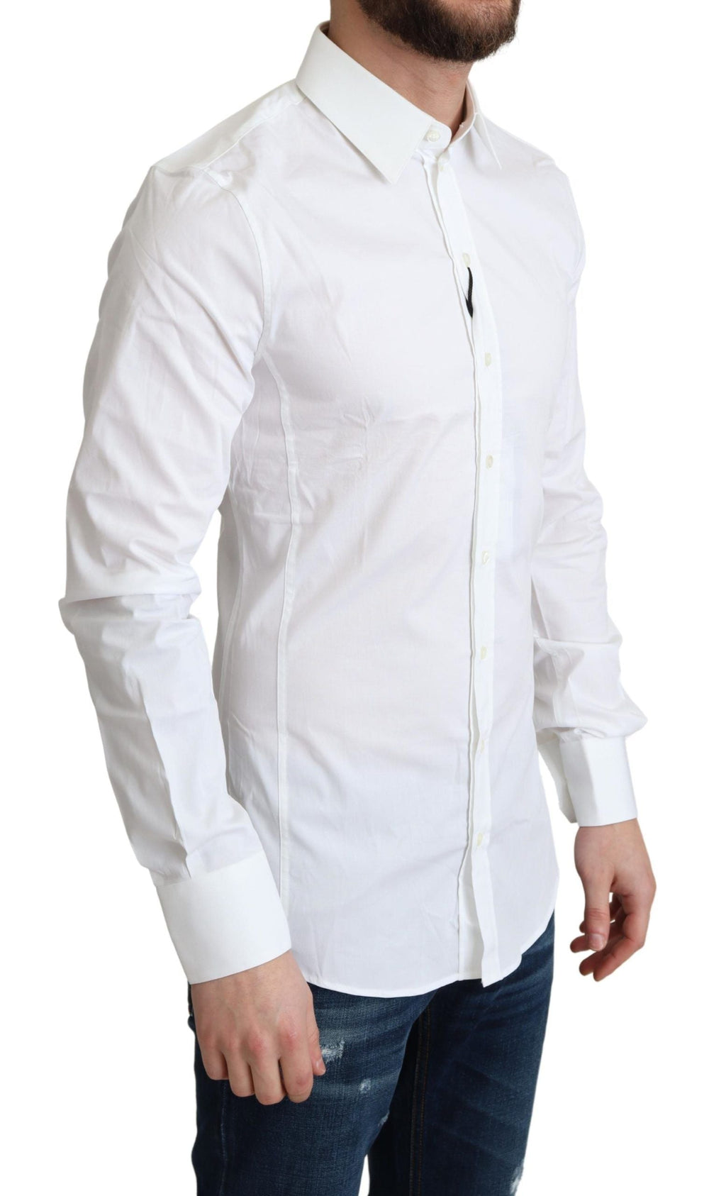 Men’s Dolce & Gabbana White Cotton Stretch Men Formal Sicilia Shirt