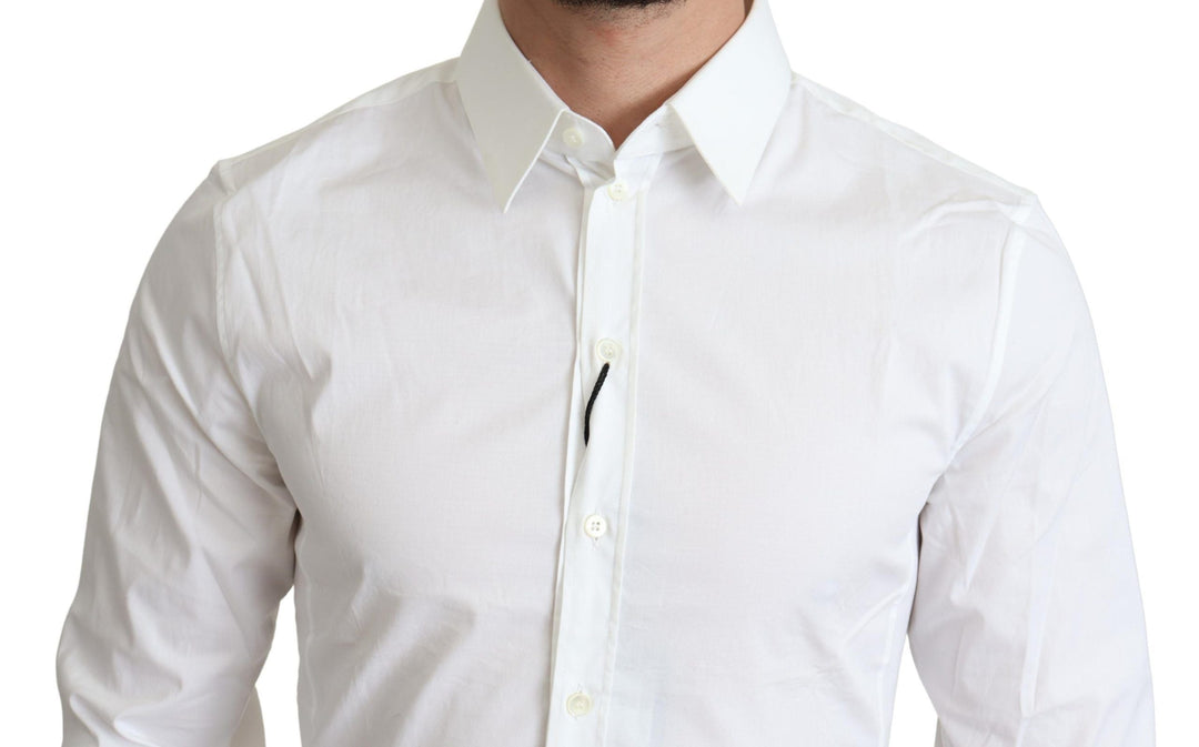Men’s Dolce &amp; Gabbana White Cotton Stretch Men Formal Sicilia Shirt