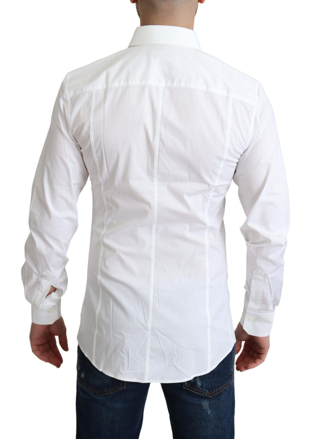 Men’s Dolce &amp; Gabbana White Cotton Stretch Men Formal Sicilia Shirt
