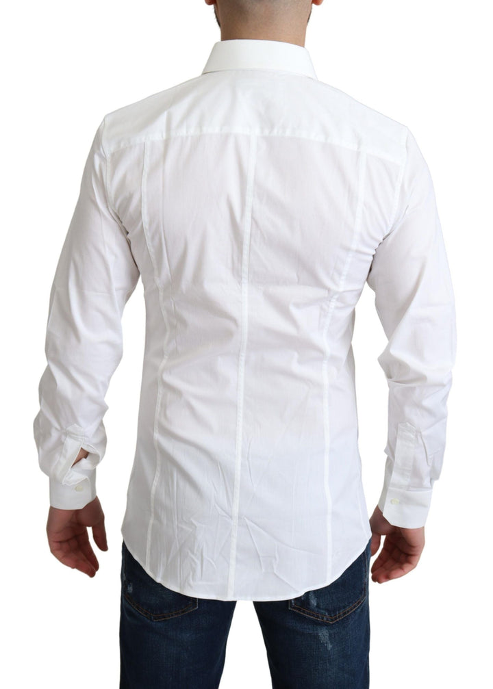 Men’s Dolce &amp; Gabbana White Cotton Stretch Men Formal Sicilia Shirt