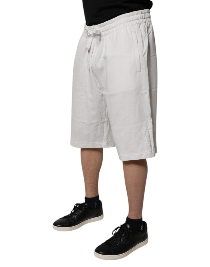 Men’s Dolce &amp; Gabbana White Cotton Sweatshorts Men Bermuda Shorts