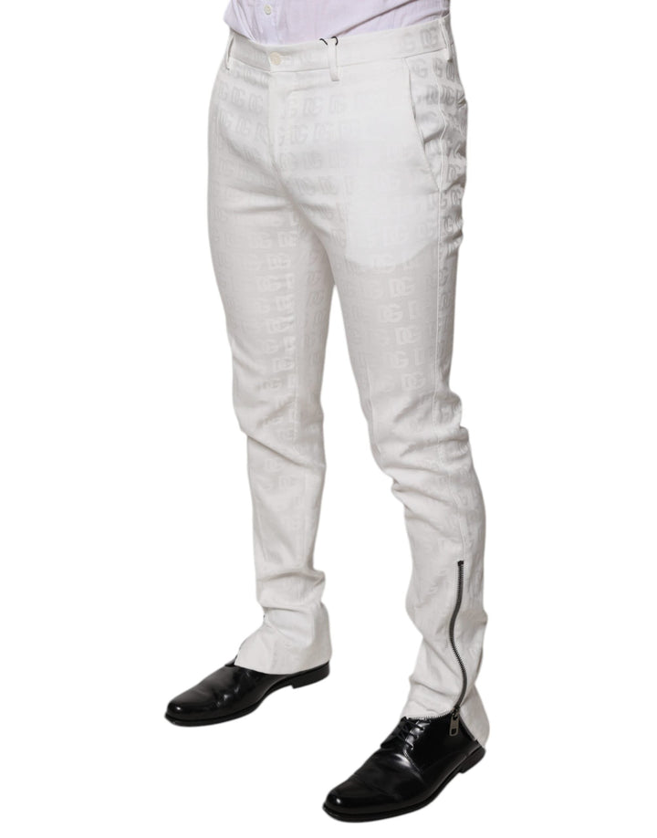 Men’s Dolce &amp; Gabbana White Cotton Tapered Formal Dress Pants