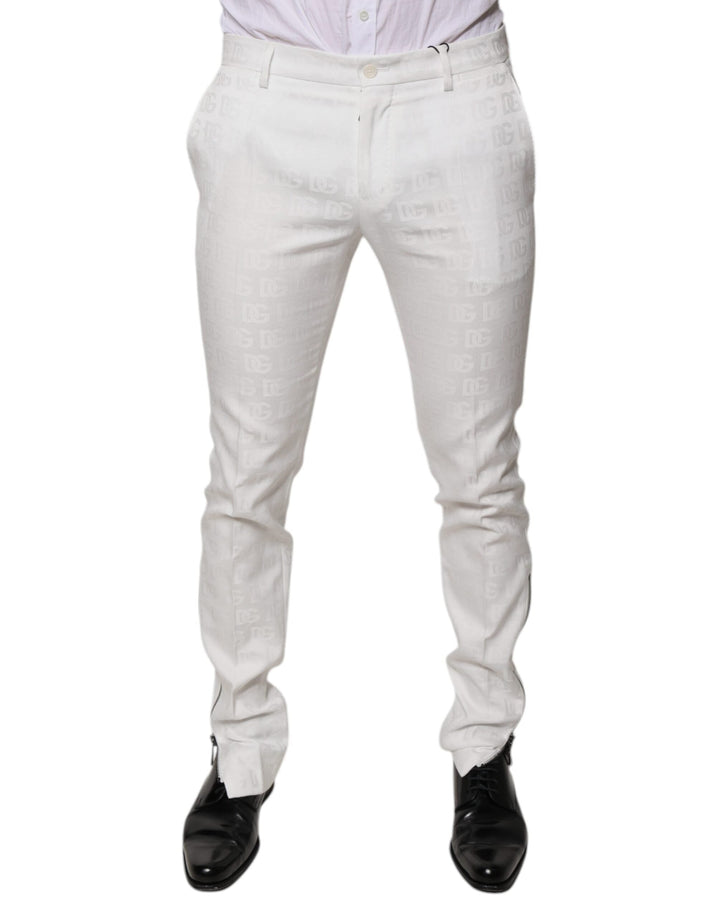Men’s Dolce &amp; Gabbana White Cotton Tapered Formal Dress Pants
