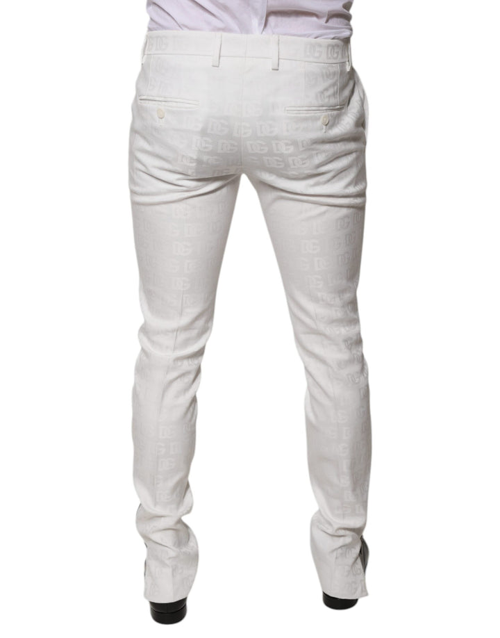 Men’s Dolce &amp; Gabbana White Cotton Tapered Formal Dress Pants