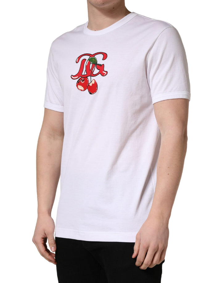 Dolce &amp; Gabbana White Dg Cherries Cotton Crew Neck T-shirt
