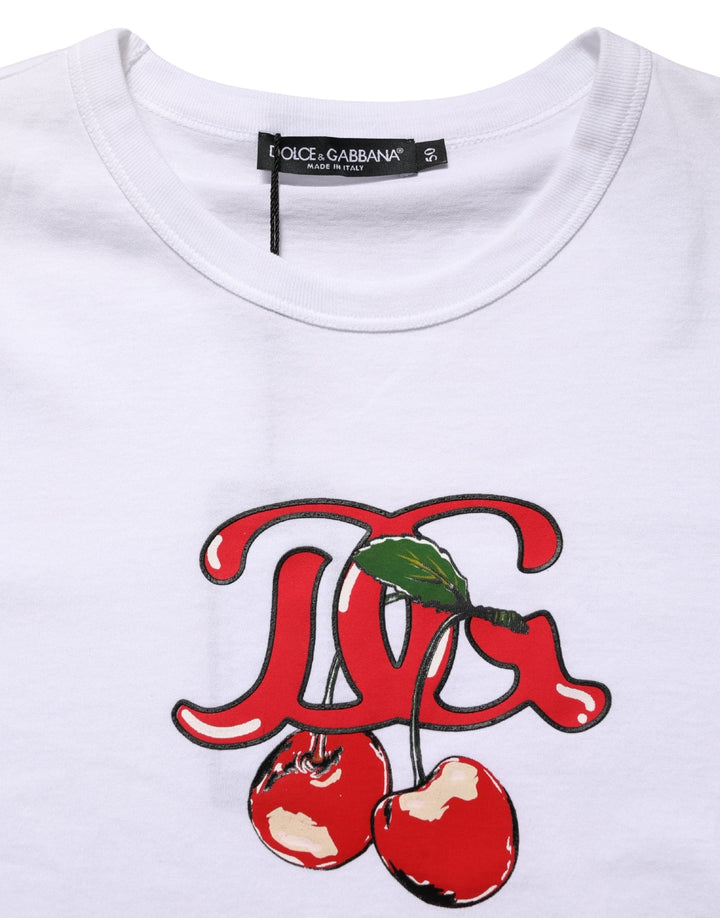 Dolce &amp; Gabbana White Dg Cherries Cotton Crew Neck T-shirt