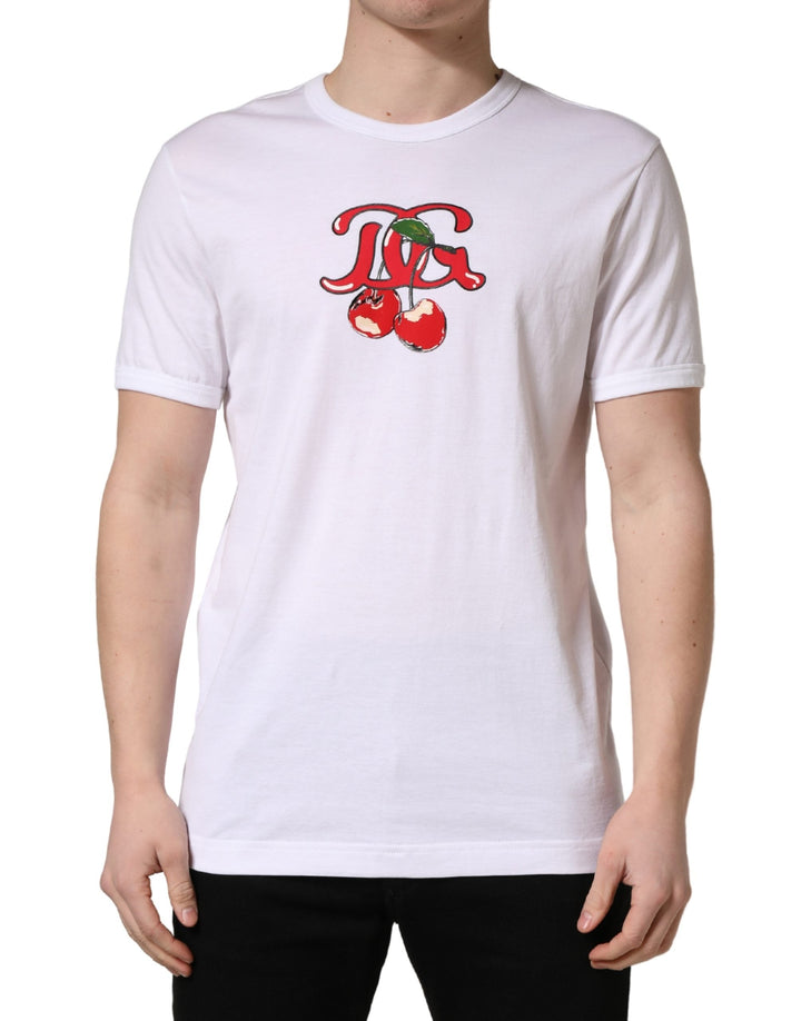 Dolce &amp; Gabbana White Dg Cherries Cotton Crew Neck T-shirt