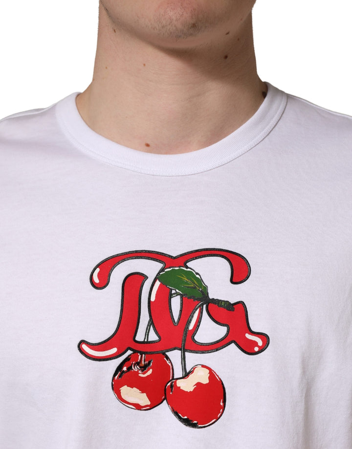 Dolce &amp; Gabbana White Dg Cherries Cotton Crew Neck T-shirt