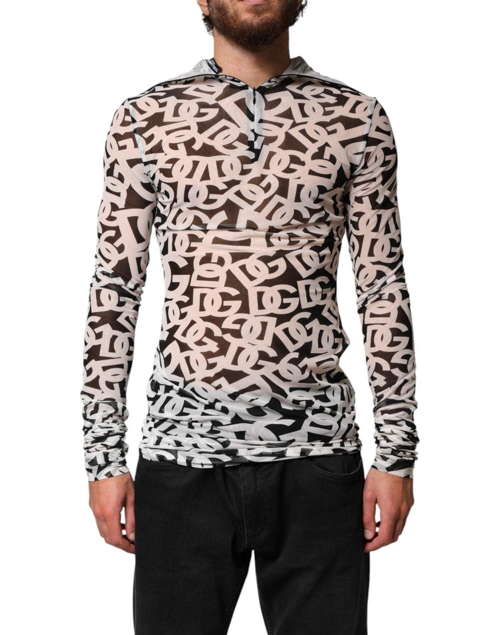 Men’s Dolce & Gabbana White Dg Logo Long Sleeves Turtleneck Top