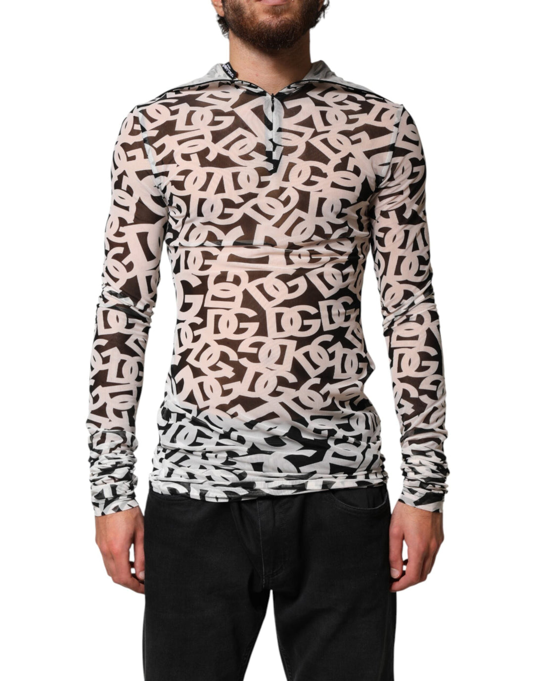 Men’s Dolce &amp; Gabbana White Dg Logo Long Sleeves Turtleneck Top