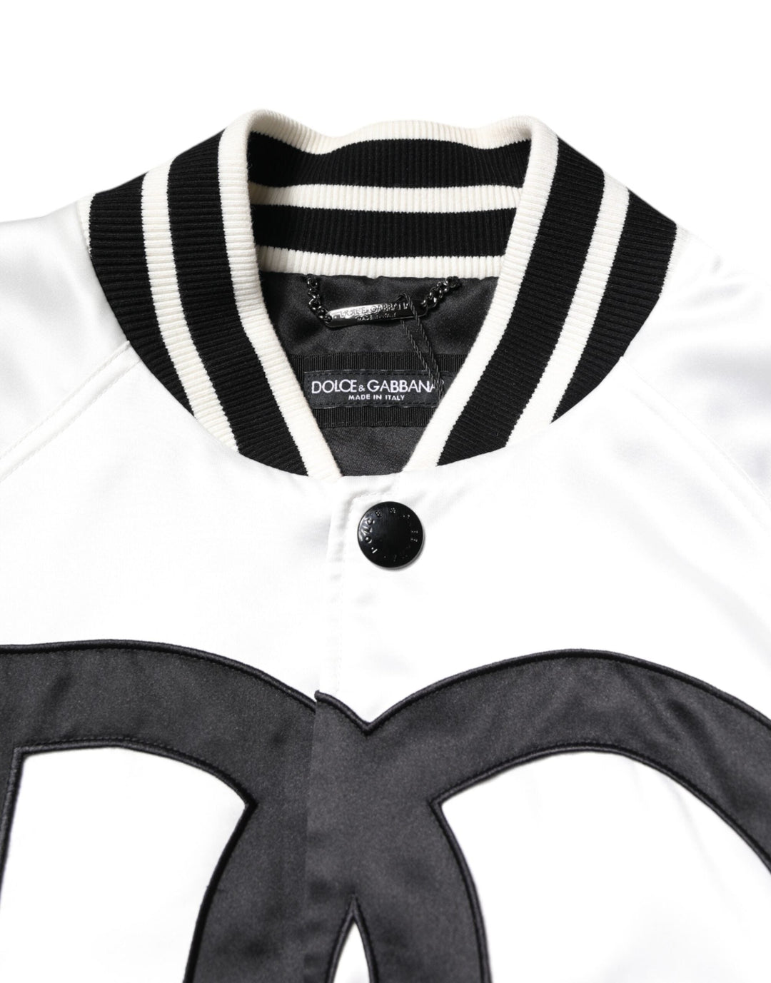 Men’s Dolce &amp; Gabbana White Dg Logo Polyester Jersey Bomber Jacket