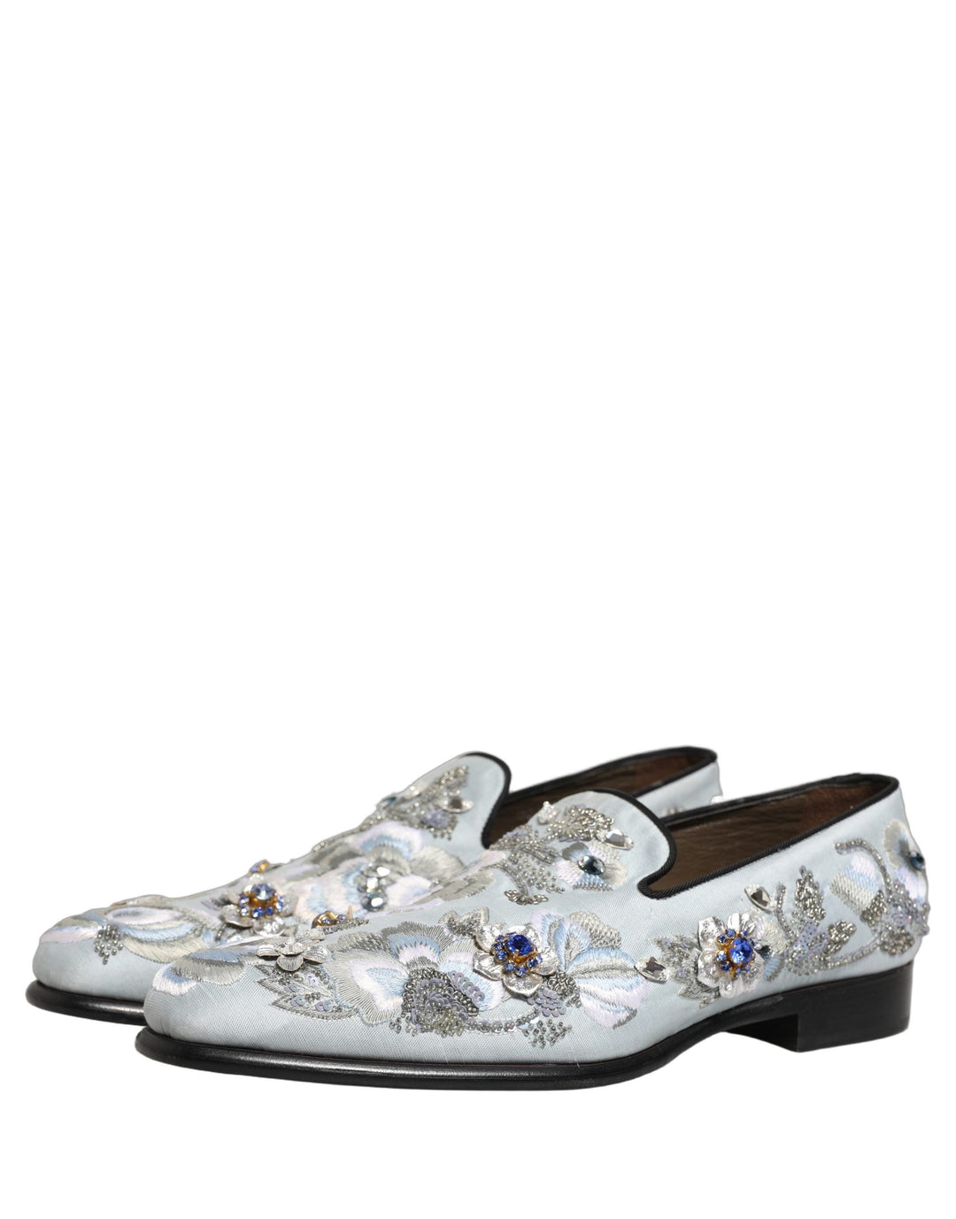 Men’s Dolce &amp; Gabbana White Floral Embellished Men Loafers Shoes