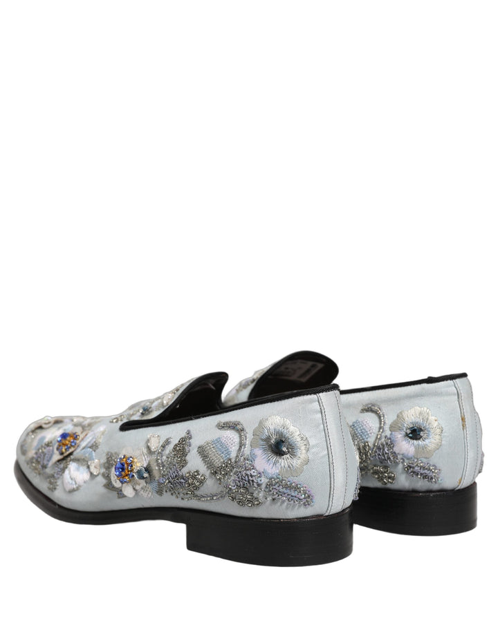 Men’s Dolce &amp; Gabbana White Floral Embellished Men Loafers Shoes