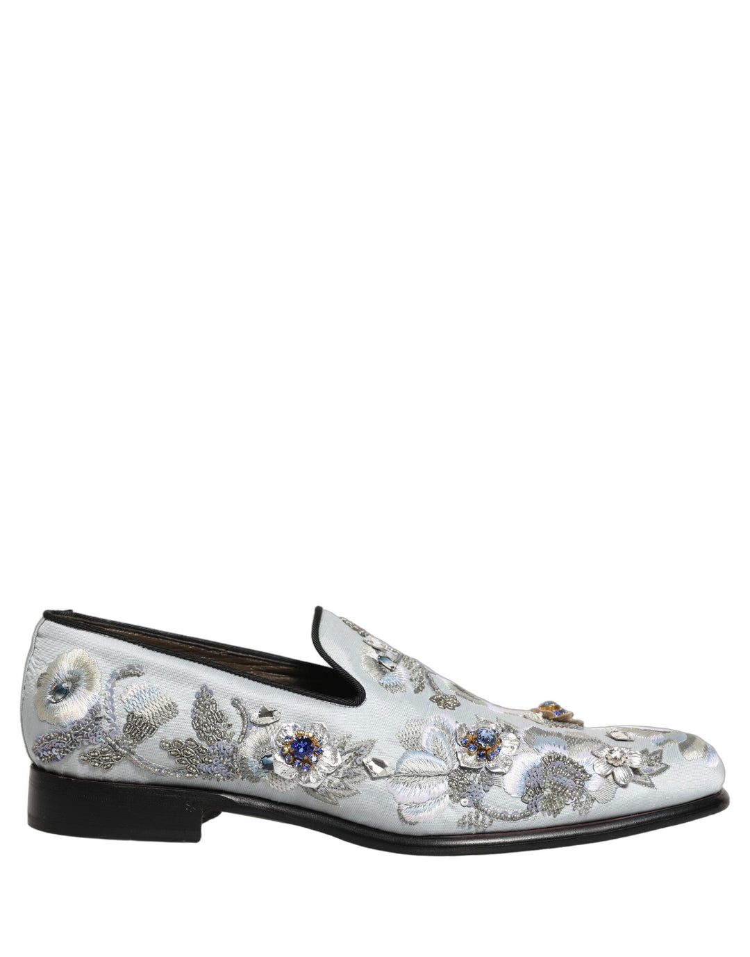 Men’s Dolce &amp; Gabbana White Floral Embellished Men Loafers Shoes