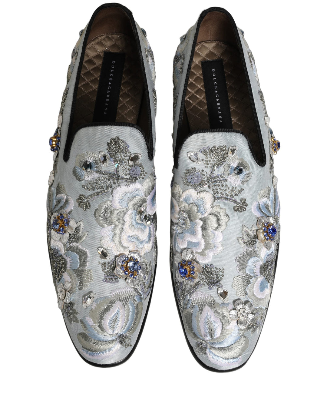 Men’s Dolce &amp; Gabbana White Floral Embellished Men Loafers Shoes