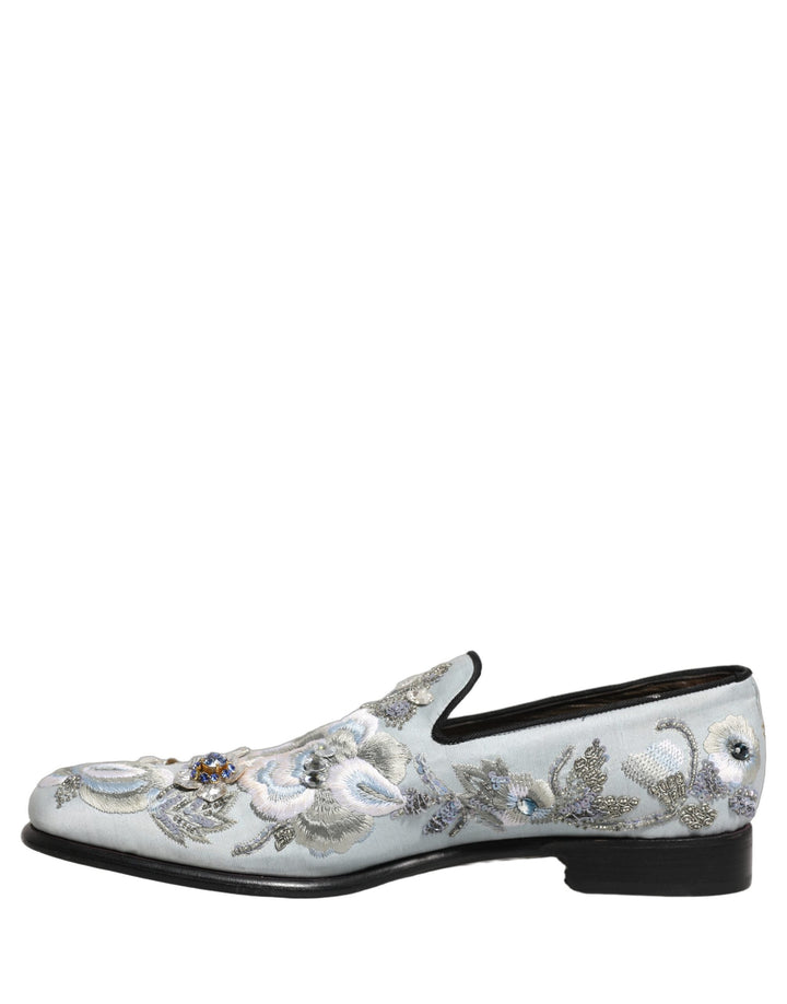 Men’s Dolce &amp; Gabbana White Floral Embellished Men Loafers Shoes