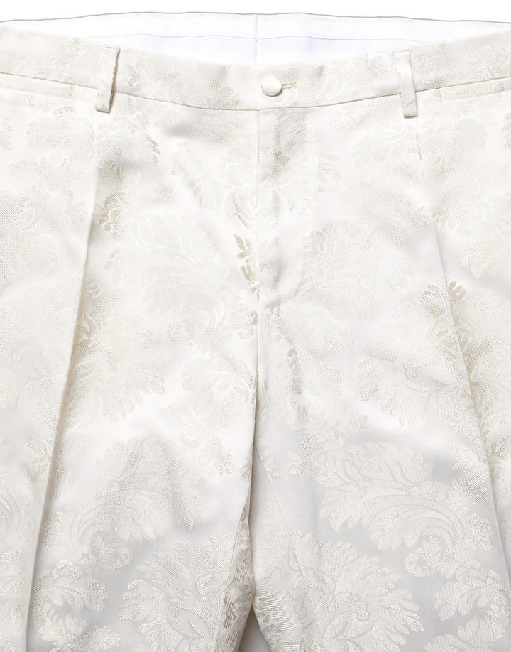 Men’s Dolce &amp; Gabbana White Floral Men Dress Formal Trouser Pants