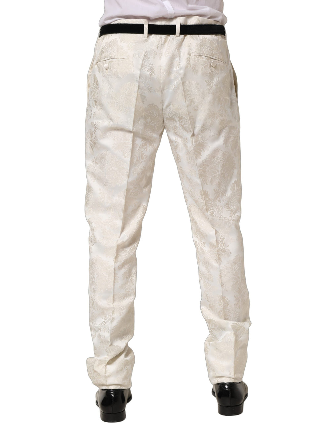 Men’s Dolce &amp; Gabbana White Floral Men Dress Formal Trouser Pants