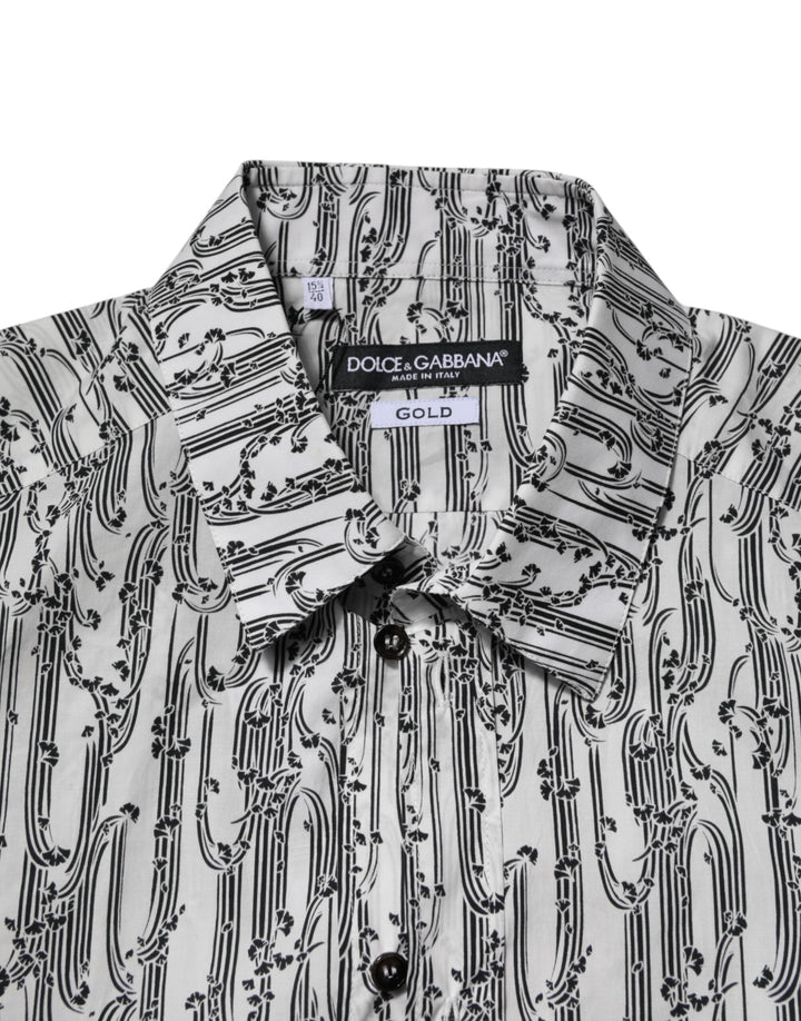 Dolce &amp; Gabbana White Floral Print Casual Long Sleeves Shirt