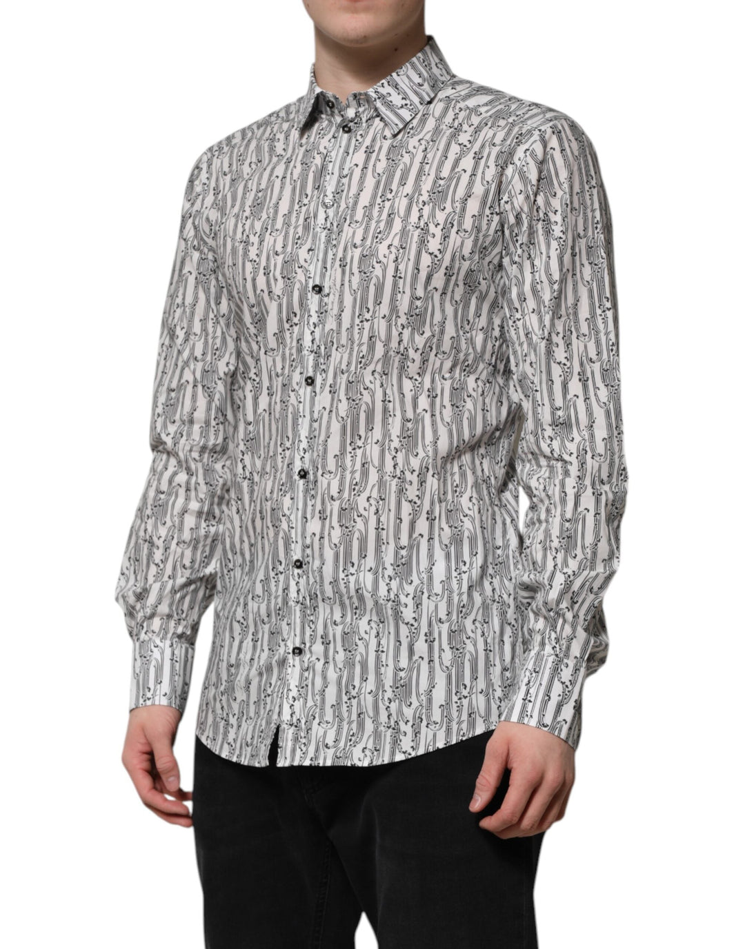 Dolce &amp; Gabbana White Floral Print Casual Long Sleeves Shirt