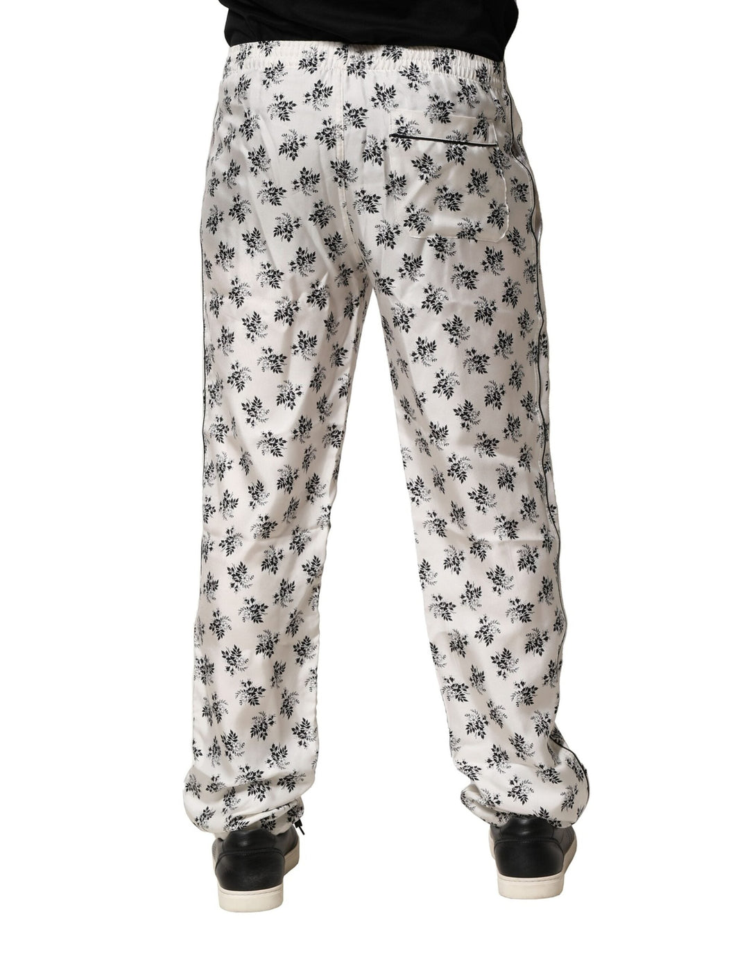 Men’s Dolce &amp; Gabbana White Floral Silk Casual Lounge Pants