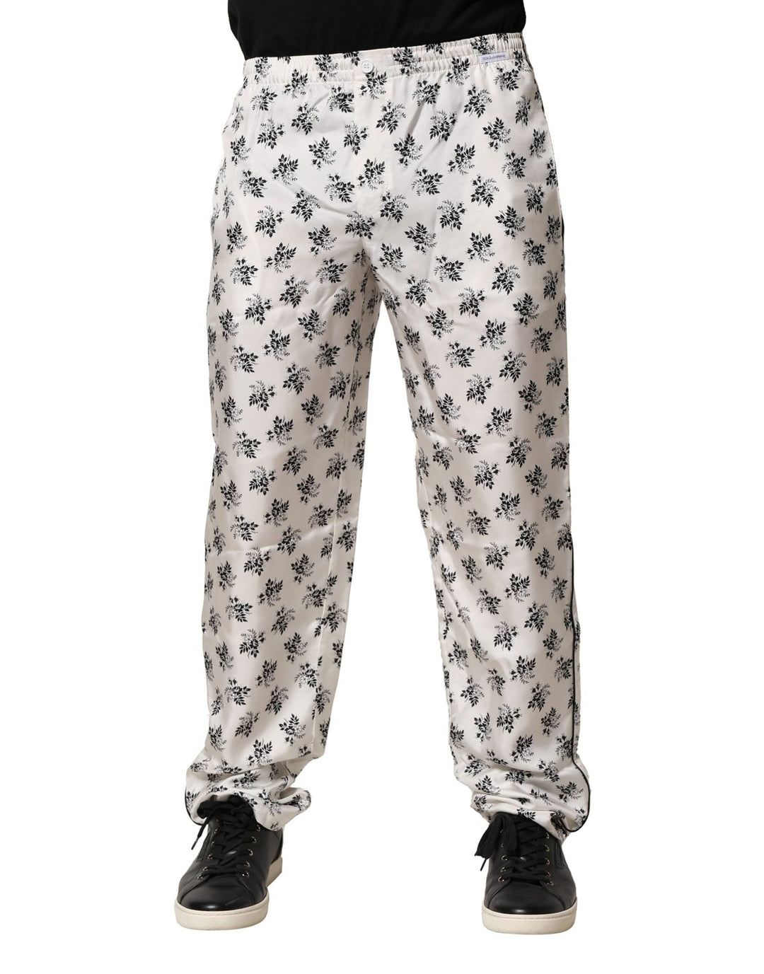Men’s Dolce & Gabbana White Floral Silk Casual Lounge Pants