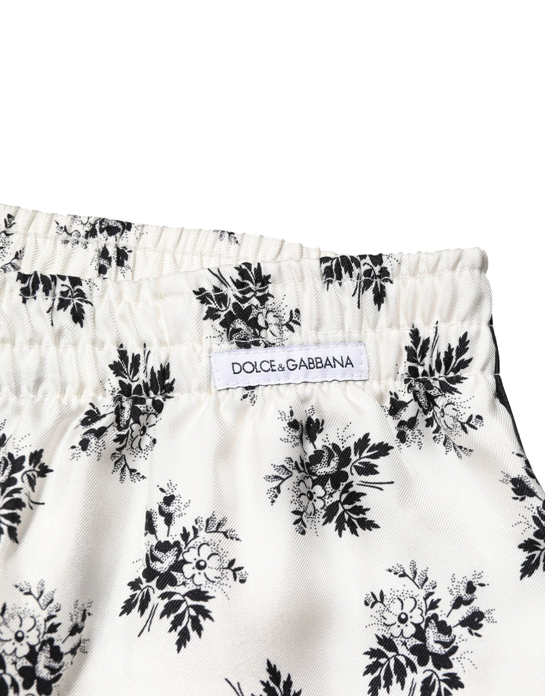 Men’s Dolce &amp; Gabbana White Floral Silk Casual Lounge Pants