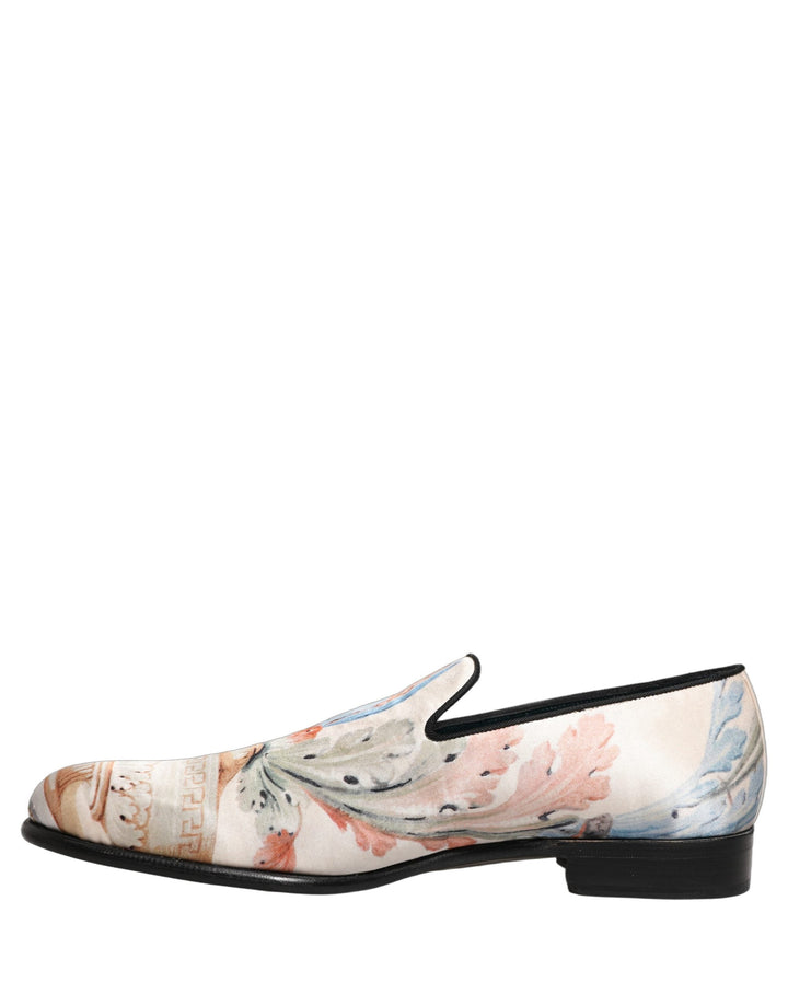 Men’s Dolce &amp; Gabbana White Floral Vase Slip on Dress Loafers Shoes