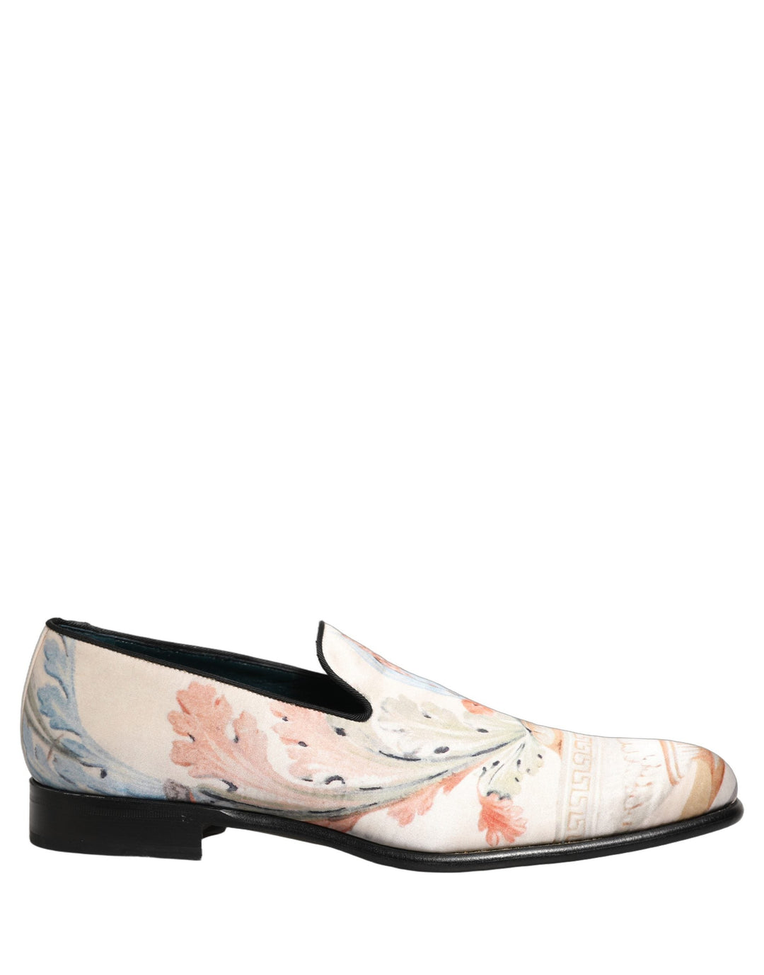 Men’s Dolce &amp; Gabbana White Floral Vase Slip on Dress Loafers Shoes