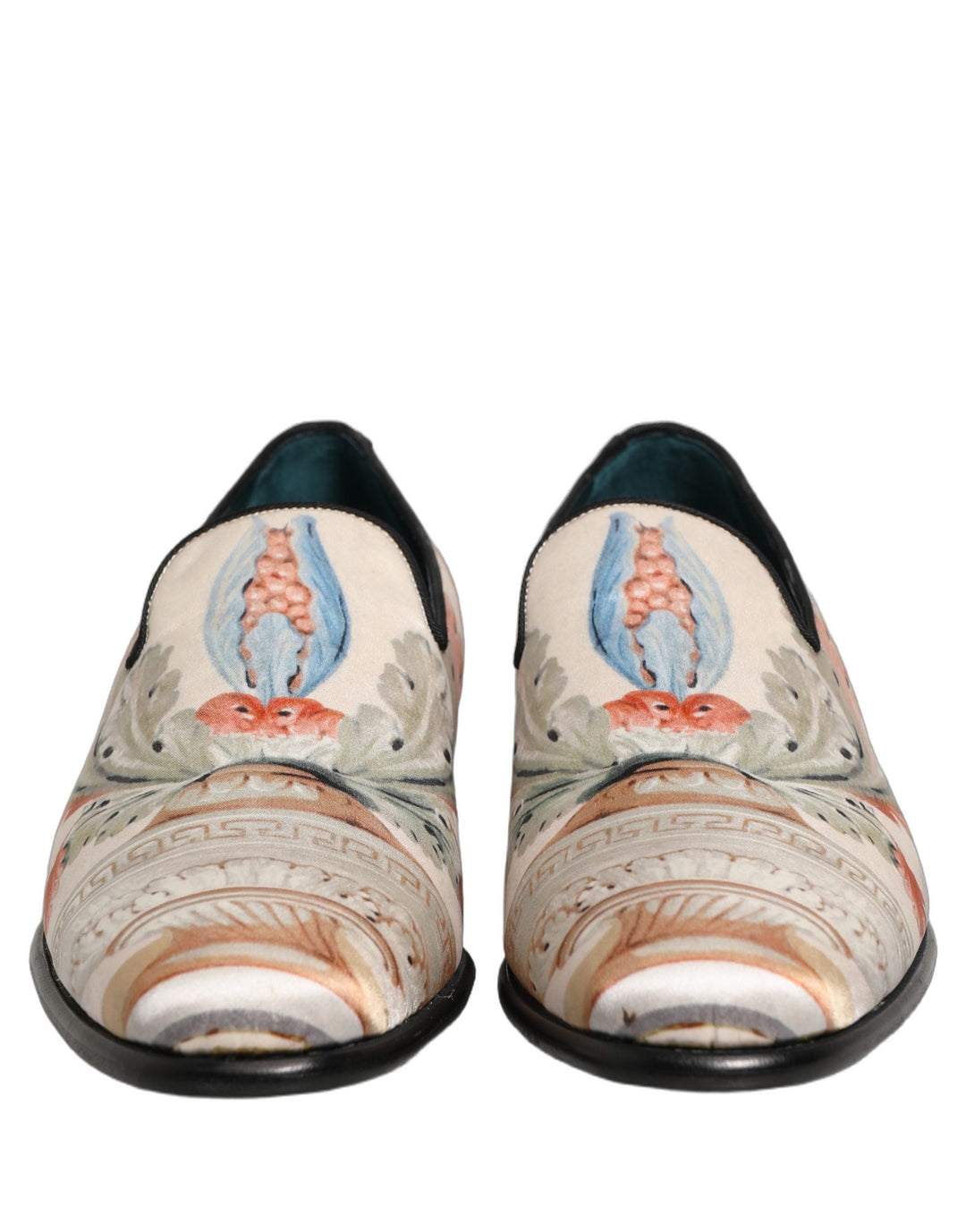 Men’s Dolce &amp; Gabbana White Floral Vase Slip on Dress Loafers Shoes