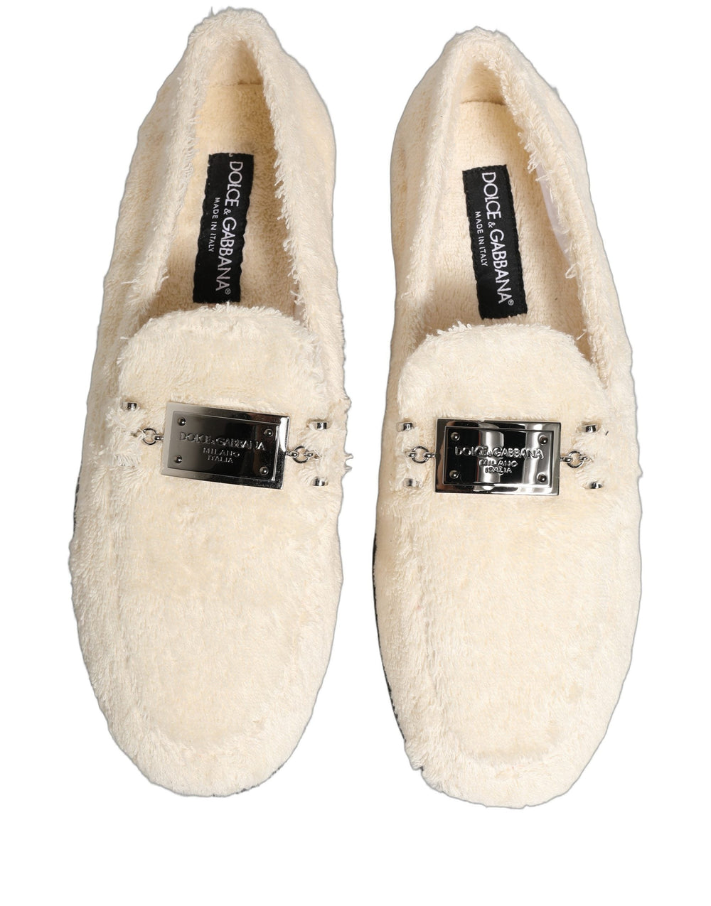 Men’s Dolce & Gabbana White Fur Shearling Men Dress Loafers Shoes