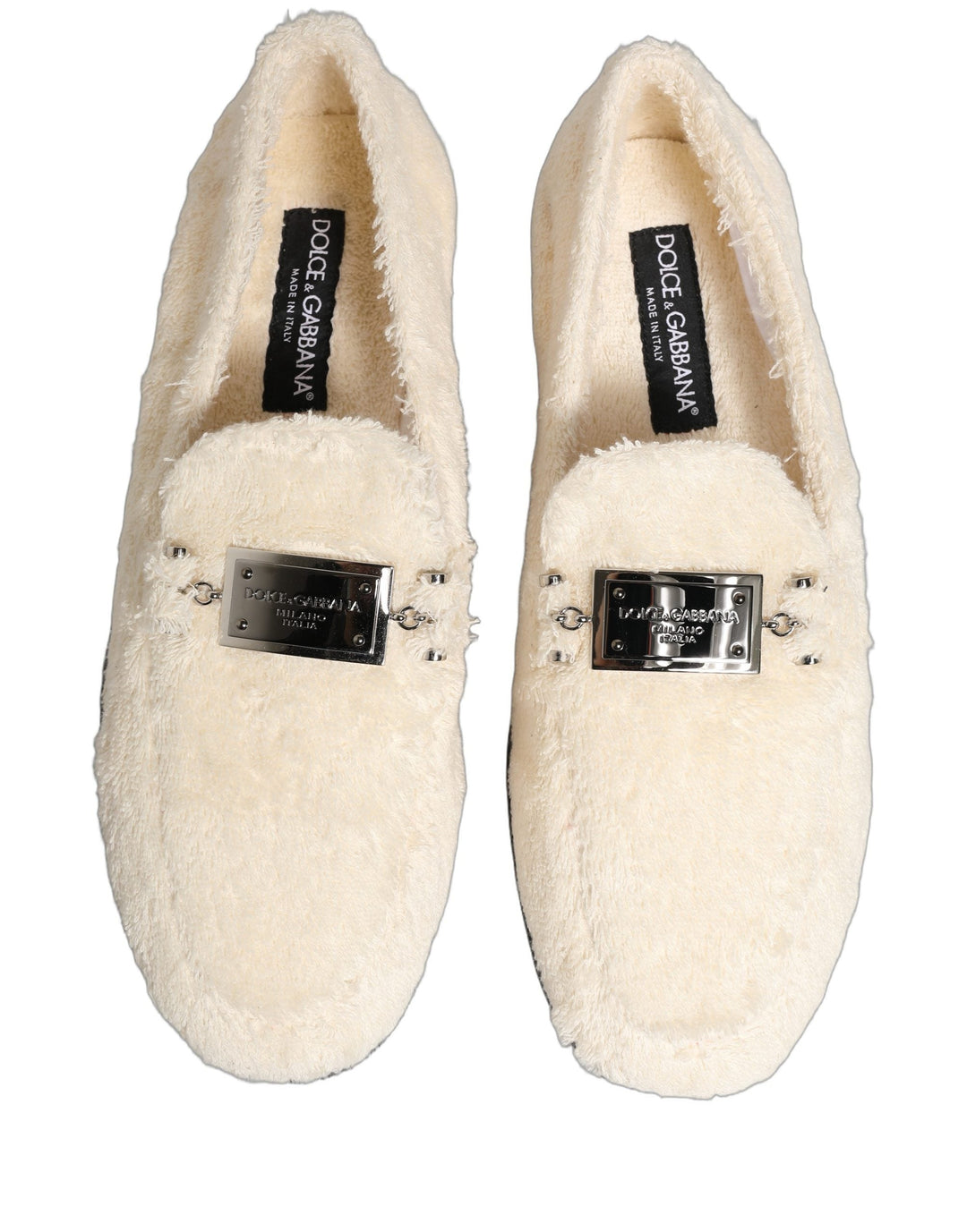 Men’s Dolce &amp; Gabbana White Fur Shearling Men Dress Loafers Shoes
