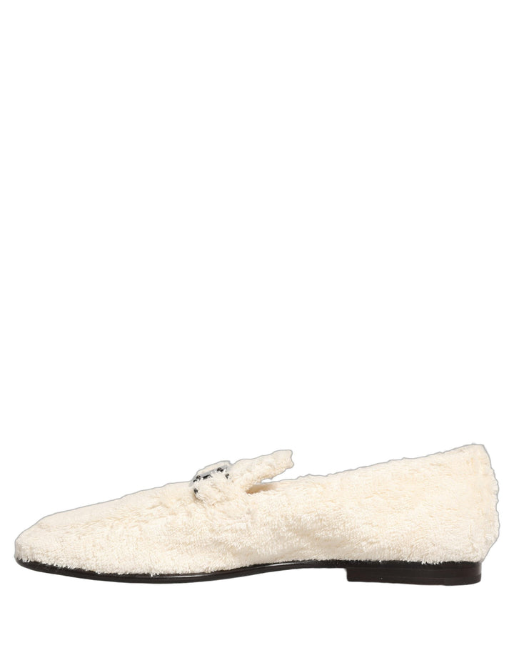 Men’s Dolce &amp; Gabbana White Fur Shearling Men Dress Loafers Shoes