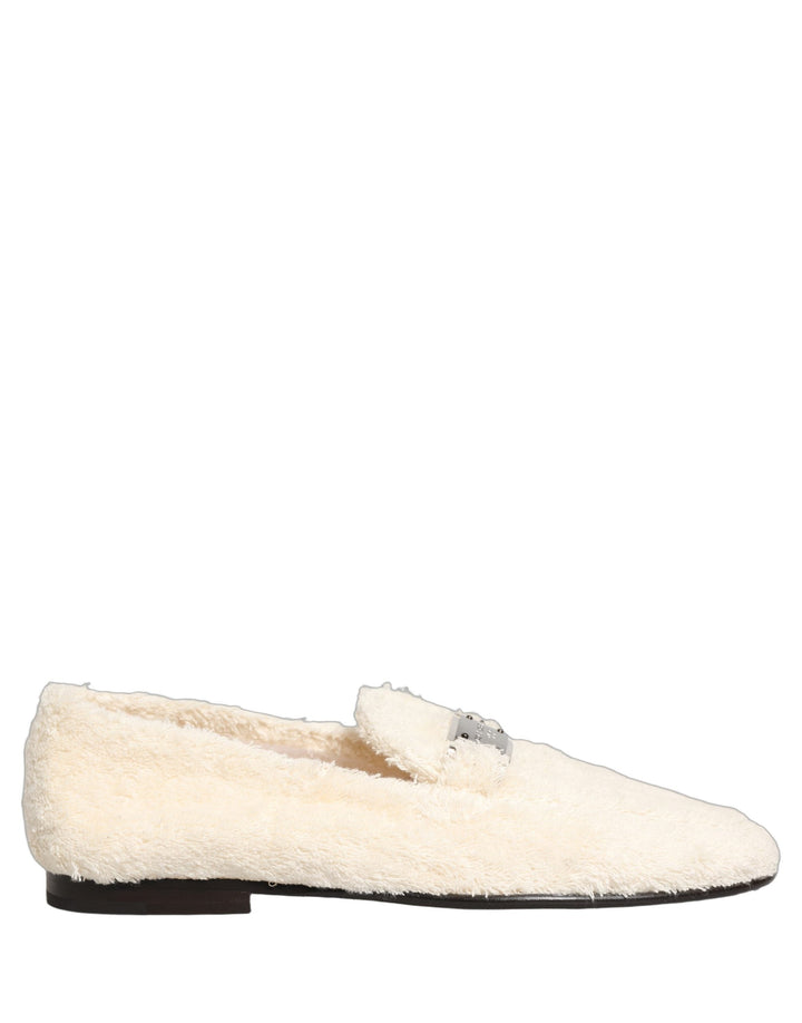 Men’s Dolce &amp; Gabbana White Fur Shearling Men Dress Loafers Shoes