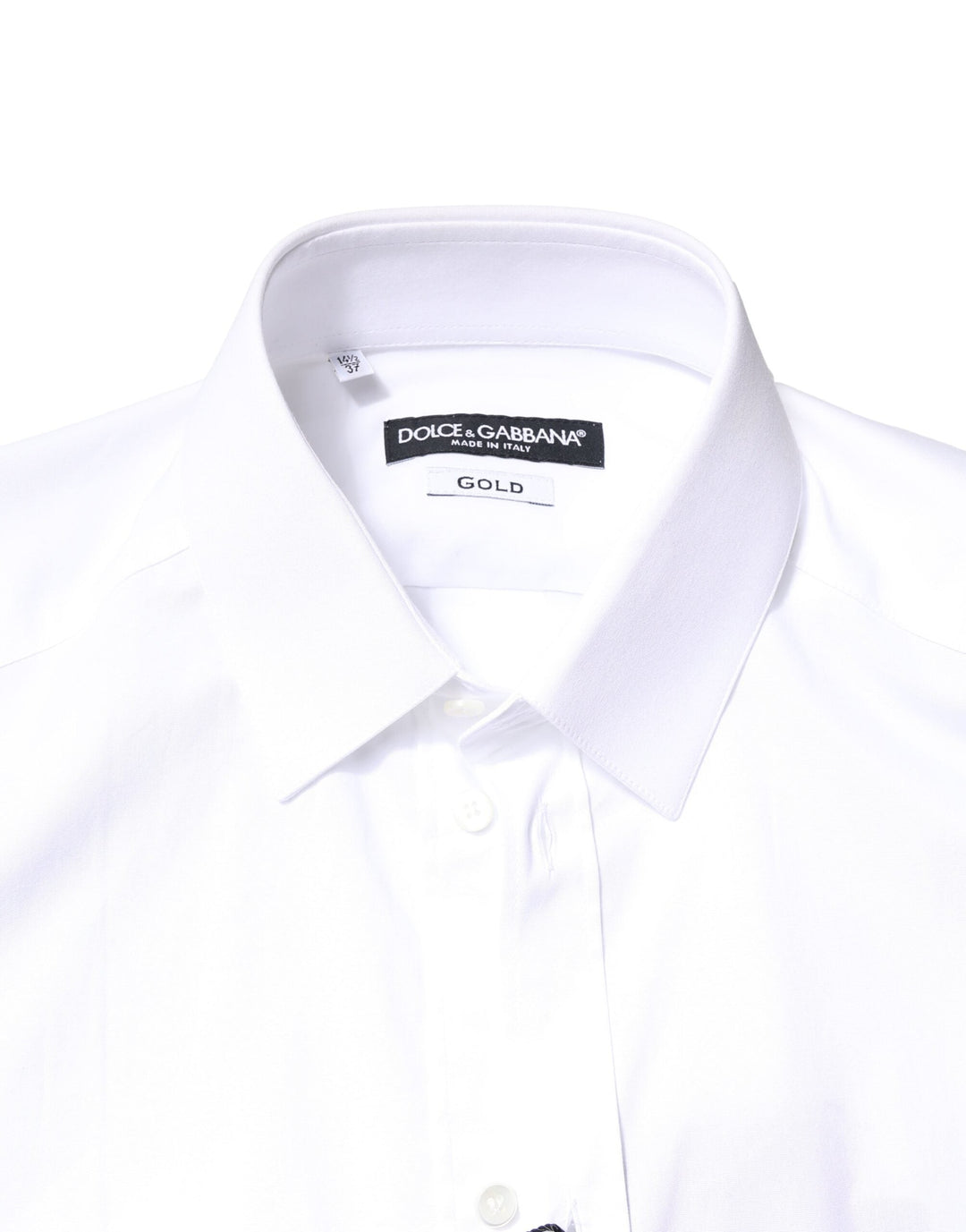 Dolce &amp; Gabbana White Gold Cotton Long Sleeves Dress Shirt