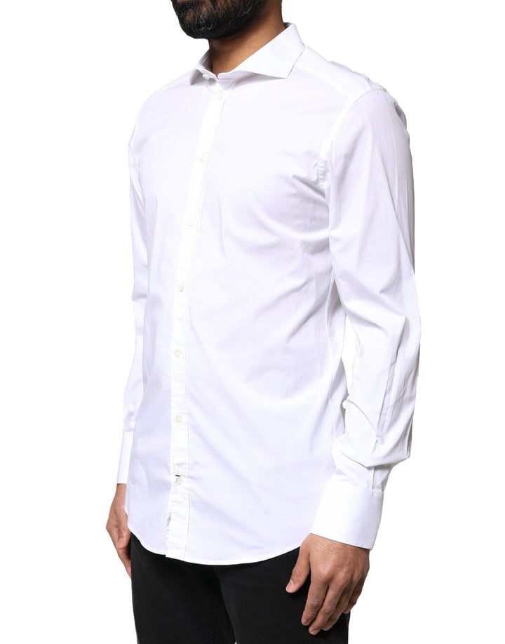 Men’s Dolce &amp; Gabbana White Gold Cotton Long Sleeves Dress Shirt
