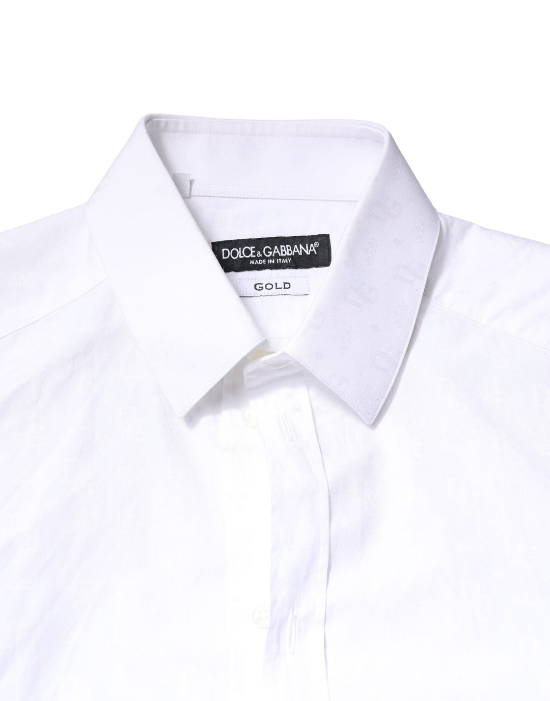 Dolce &amp; Gabbana White Gold Cotton Long Sleeves Dress Shirt