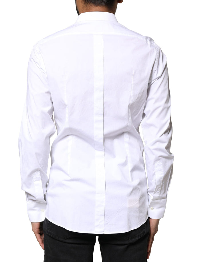 Men’s Dolce &amp; Gabbana White Gold Cotton Long Sleeves Dress Shirt