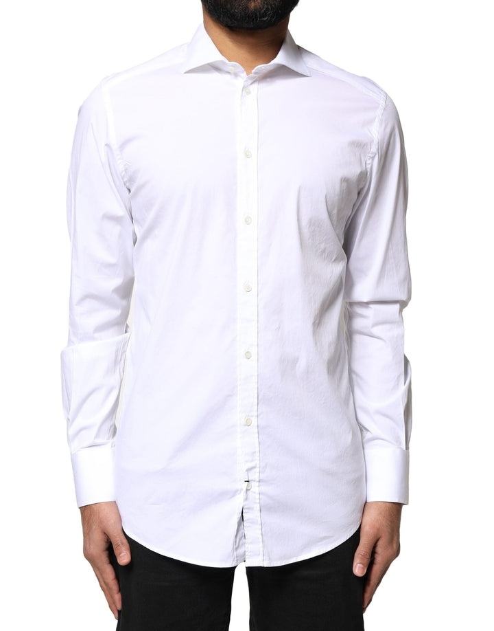 Men’s Dolce &amp; Gabbana White Gold Cotton Long Sleeves Dress Shirt