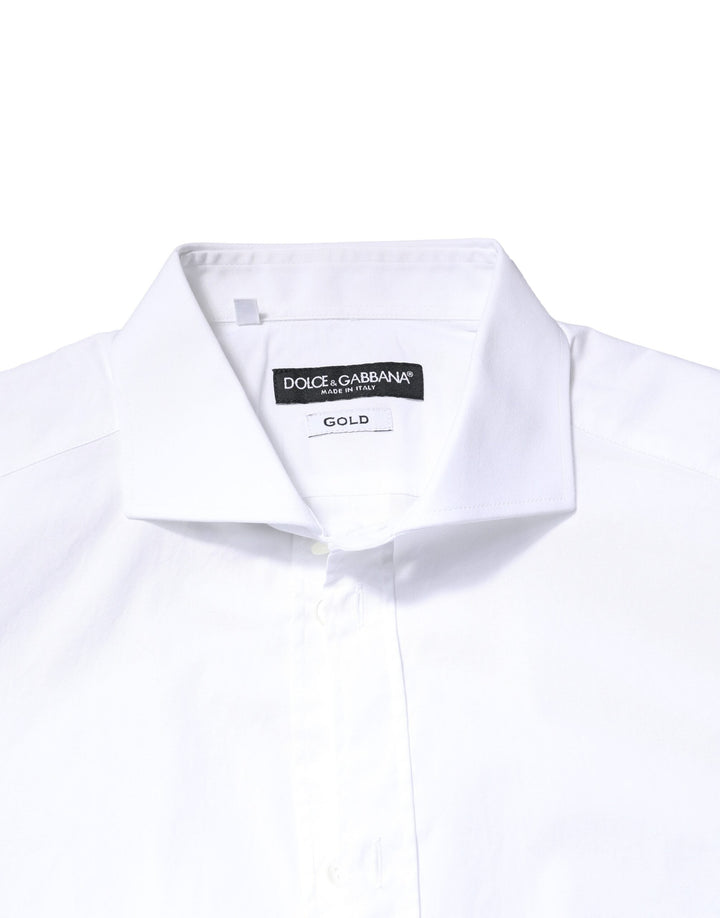 Men’s Dolce &amp; Gabbana White Gold Cotton Long Sleeves Dress Shirt