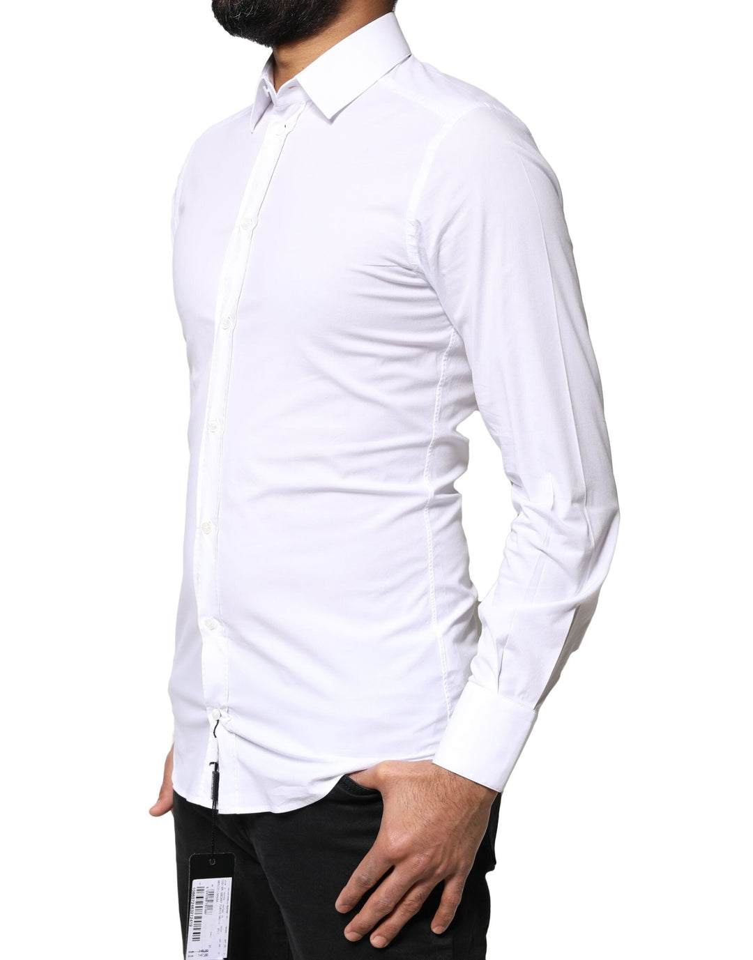 Men’s Dolce &amp; Gabbana White Gold Cotton Long Sleeves Dress Shirt
