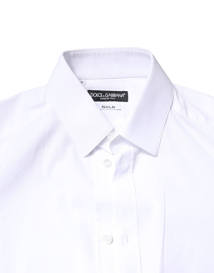 Dolce &amp; Gabbana White Gold Cotton Long Sleeves Dress Shirt