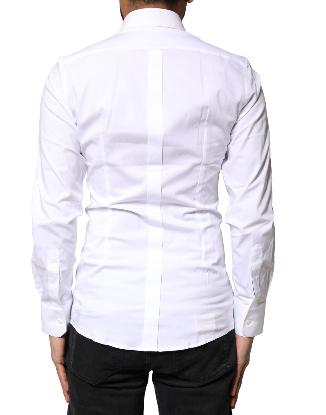 Dolce &amp; Gabbana White Gold Cotton Long Sleeves Dress Shirt