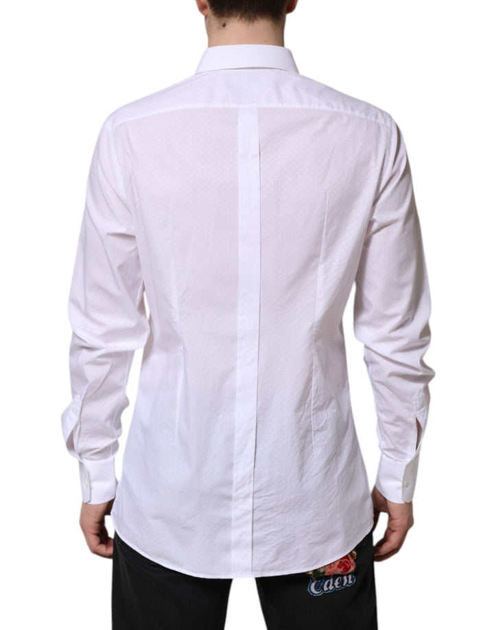 Dolce &amp; Gabbana White Gold Cotton Long Sleeves Formal Shirt