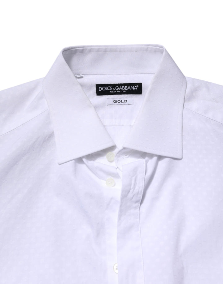 Dolce &amp; Gabbana White Gold Cotton Long Sleeves Formal Shirt