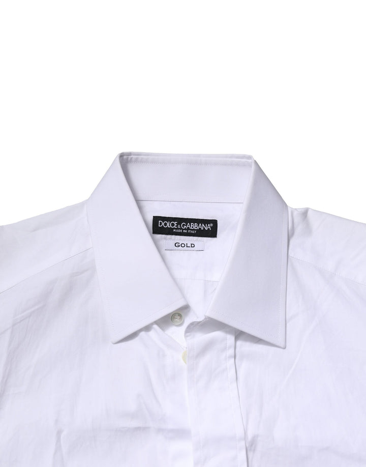 Men’s Dolce &amp; Gabbana White Gold Cotton Men Dress Formal Shirt