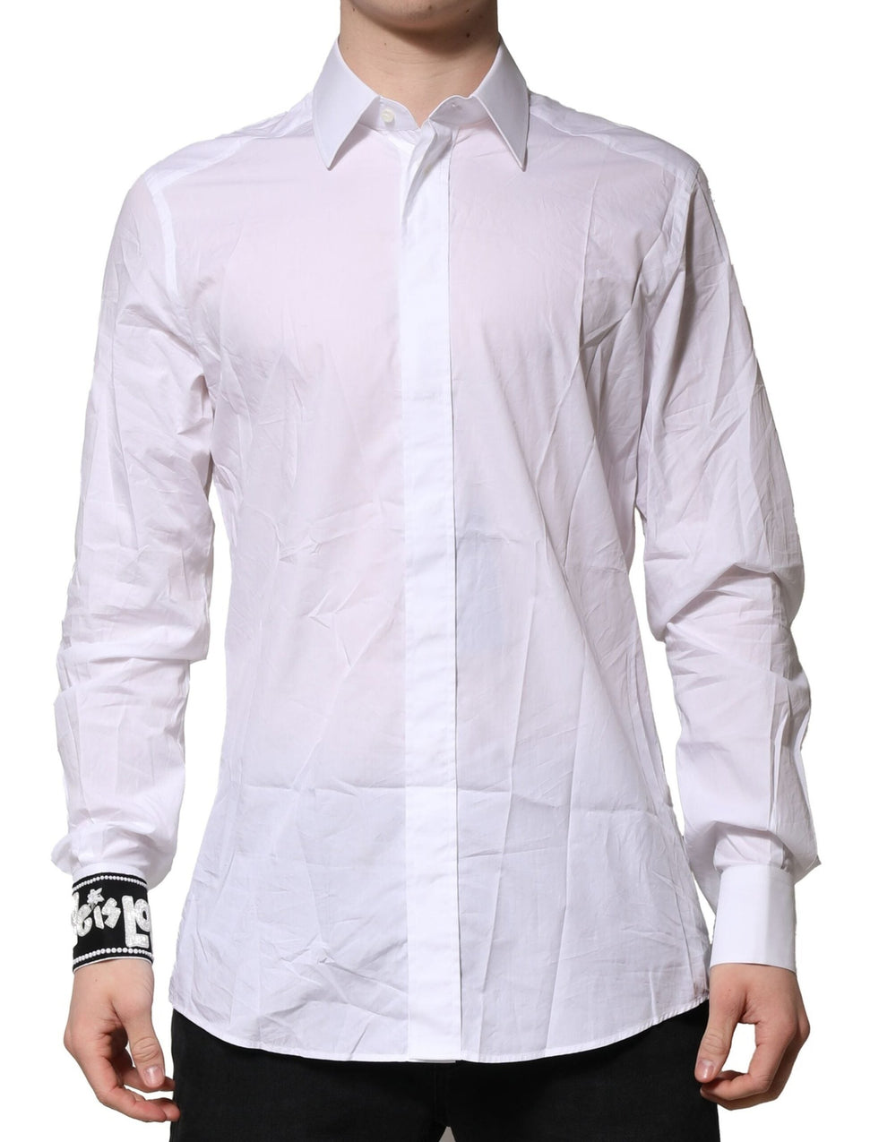Men’s Dolce & Gabbana White Gold Cotton Men Dress Formal Shirt